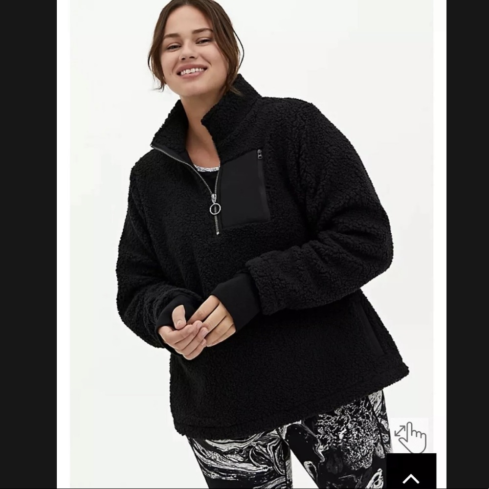 TORRID Women’s Sherpa Half Zip Sweater / Size 3 / Black Pullover